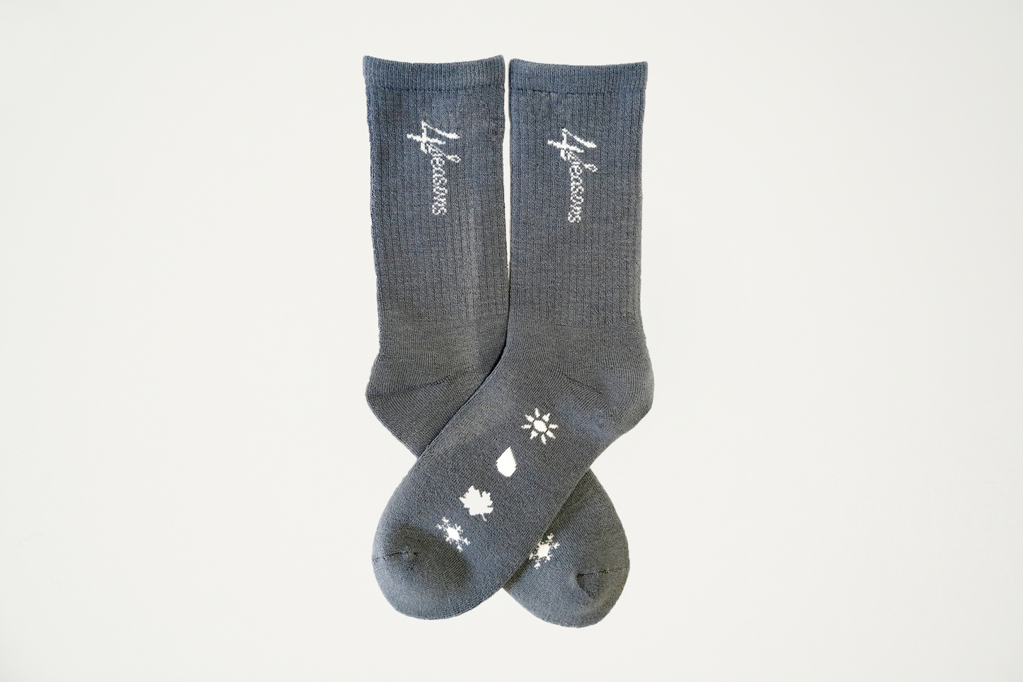 4SEASONS CASHMERE KNIT EMBLEM SOCK ASPHALT GREY