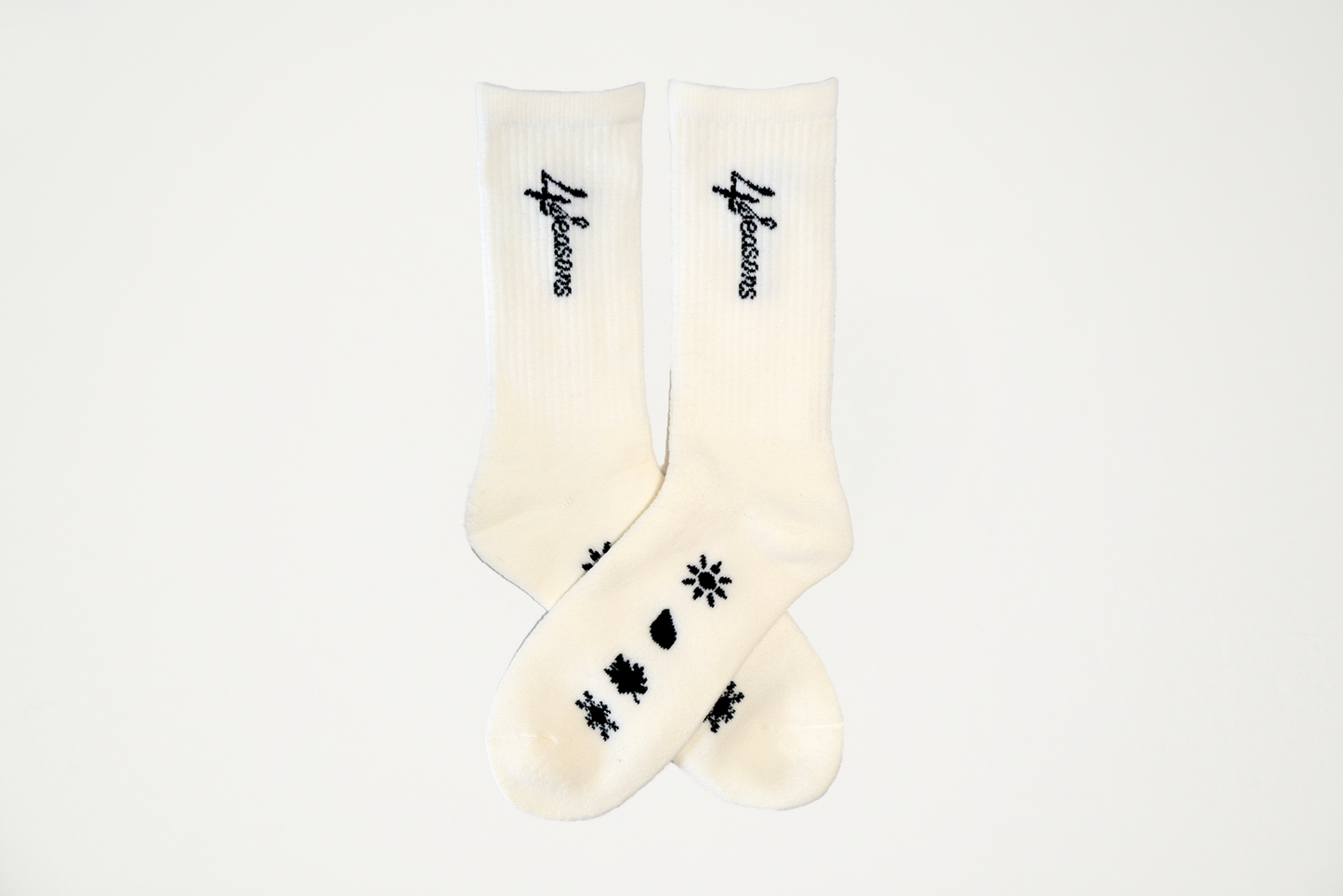 4SEASONS CASHMERE KNIT EMBLEM SOCK IVORY PEARL